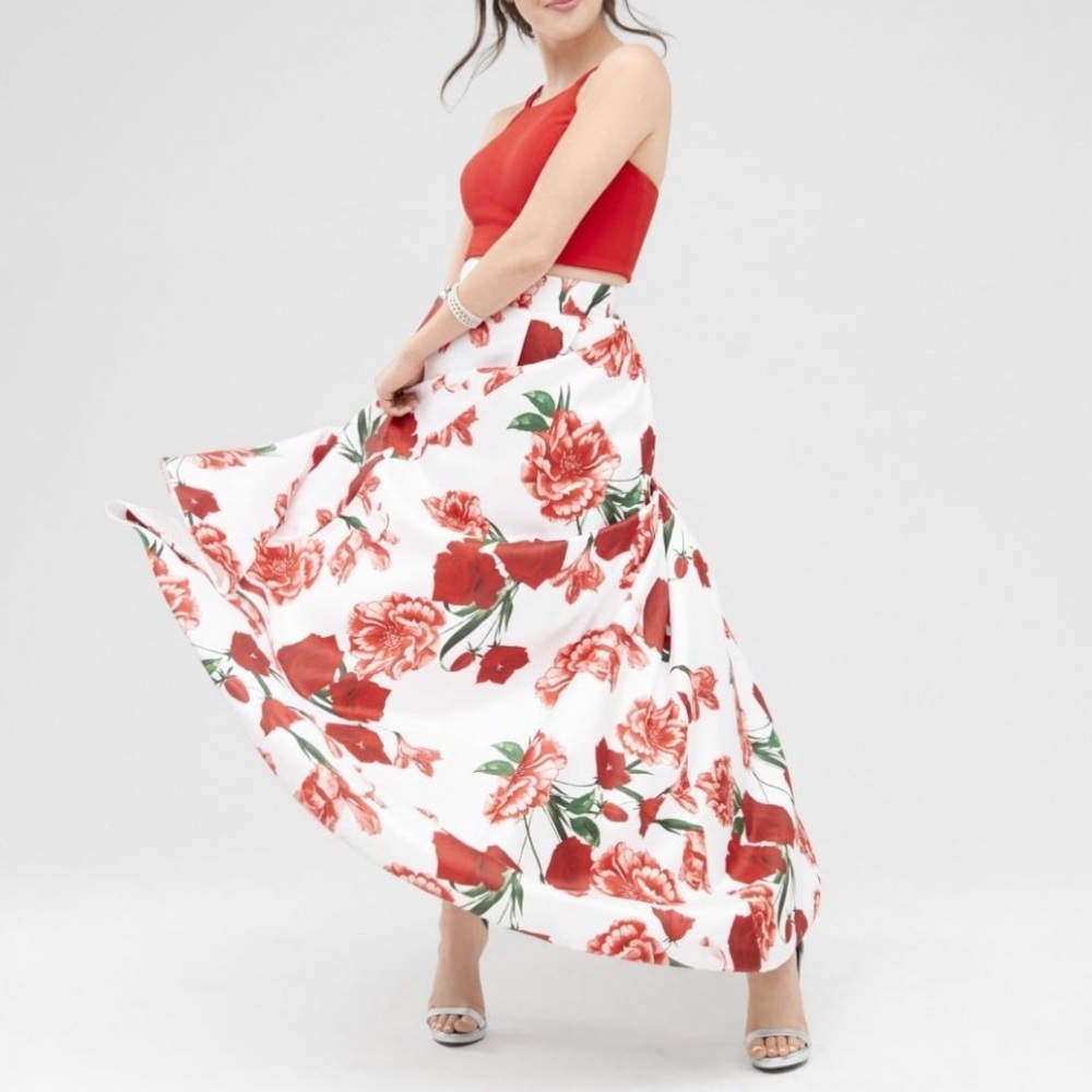 NWT My Michelle Red Floral Skirt Set Size 9